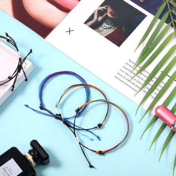 30 Vibrant Adjustable Bohemian Anklets - Waterproof Rope Bracelets for Summer - Picture 4 of 7